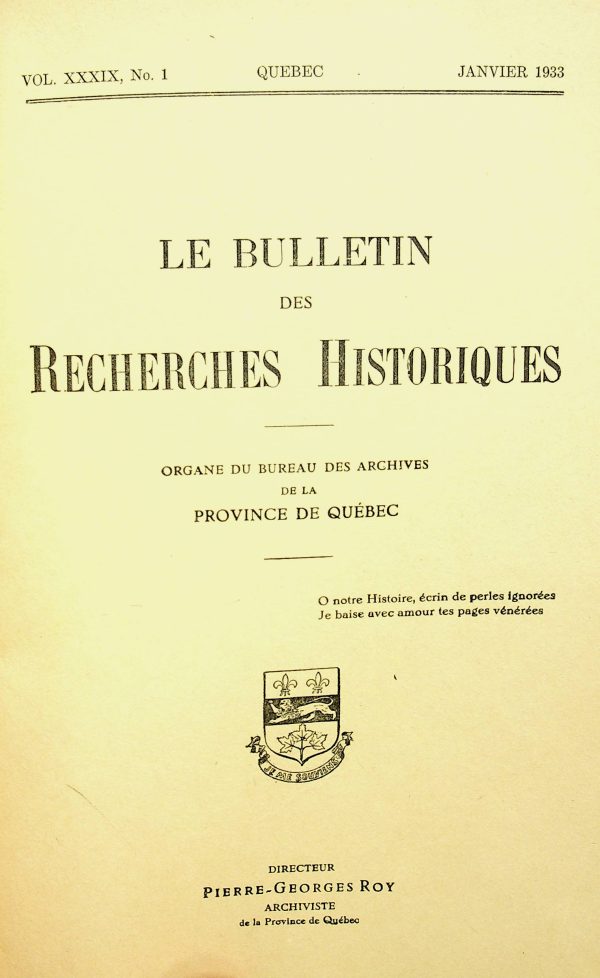 Le bulletin des recherches historiques - 1935