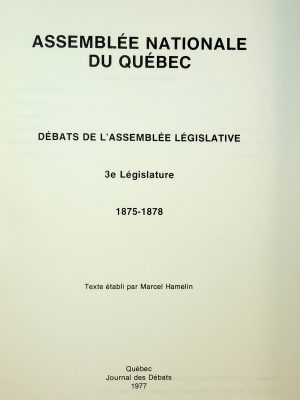 Débats de l'.Assemble législative - 3e Législature 1875-1878