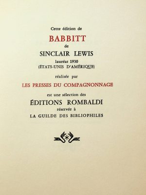 Prix Nobel de Littérature 1930 - Babbitt