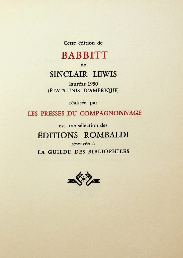 Prix Nobel de Littérature 1930 - Babbitt