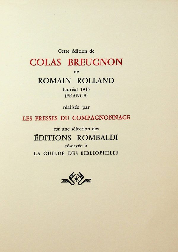 Prix Nobel de Littérature 1915 - Colas Breugnon