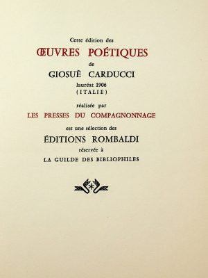 Prix Nobel de Littérature 1906 - Oeuvres poétiques