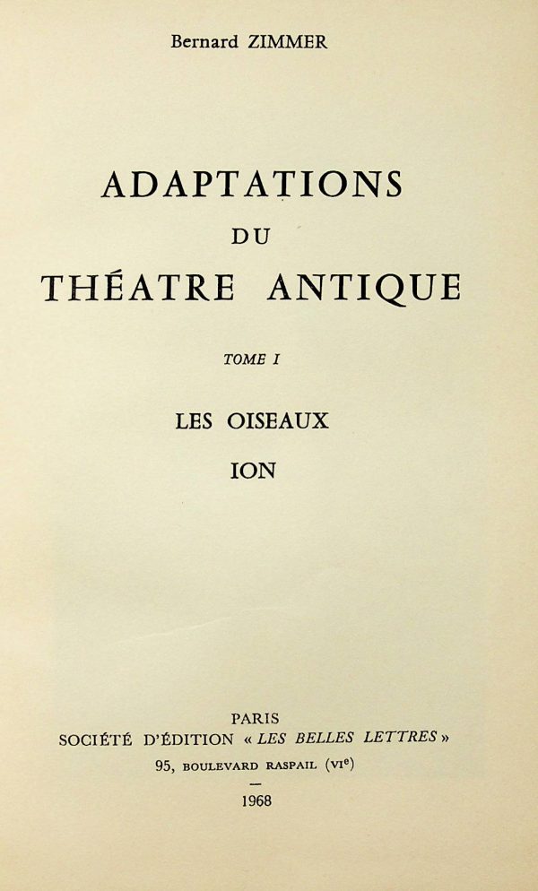 Adaptations du Théatre Antique T.01